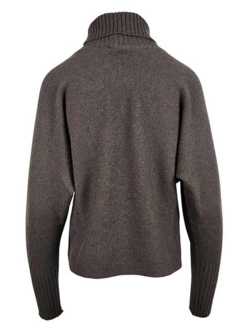 maglia donna dolcevita corta marrone A rovescio | 1630/6108